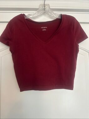wild fable Burgundy V-Neck Crop Top